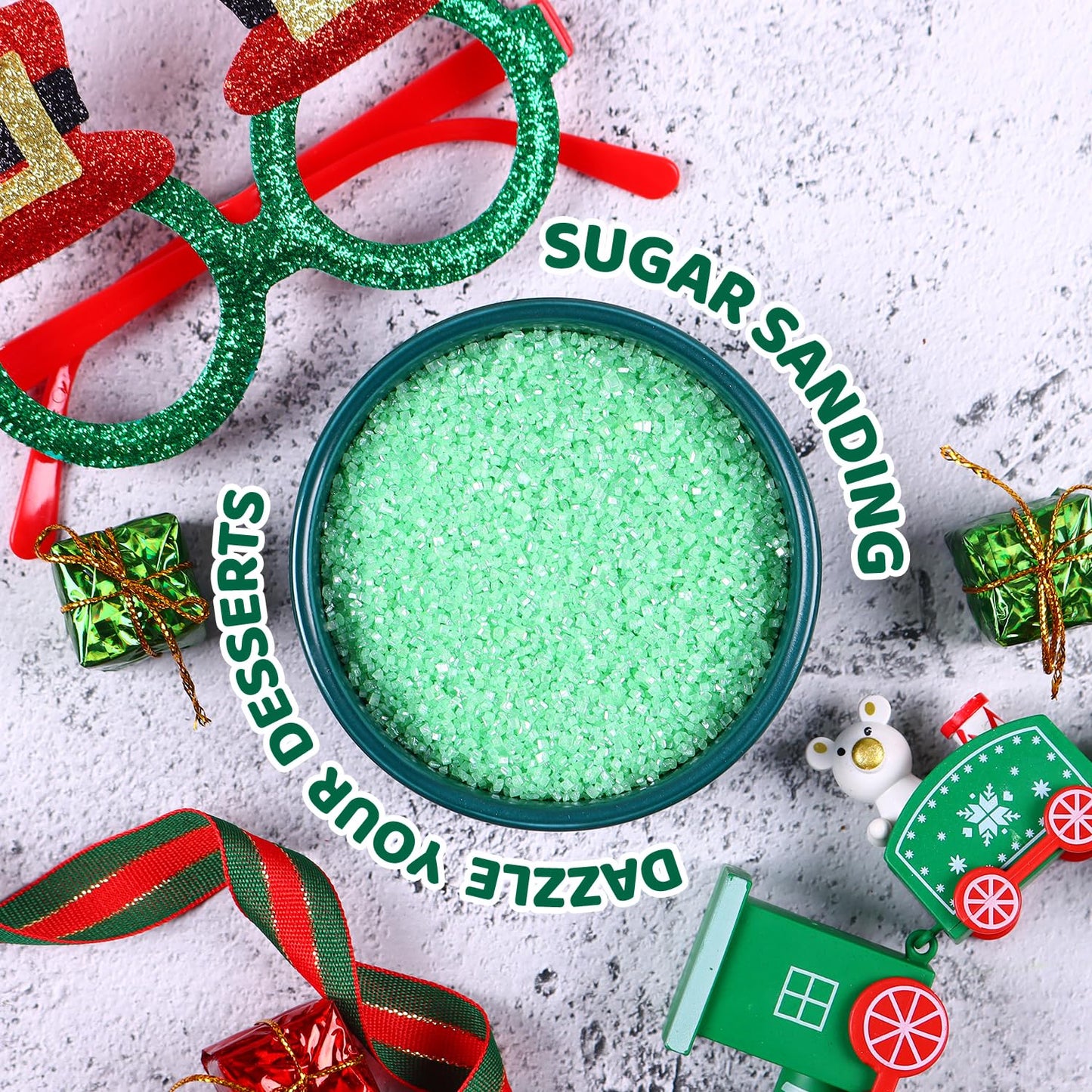 Green Sanding Sugar Sprinkles, 4.02Oz Easter Green Edible Glitter Sprinkles For Cake Decorating Cupcake Toppers Baking Drinks Co