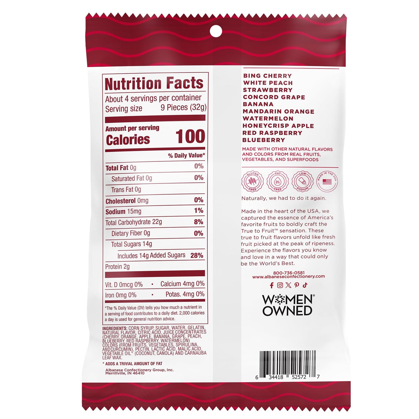 Albanese World s Best True to Fruit - American Favorite Fruits Gummies, 5oz Bag (Pack of 12), Individually Wrapped Soft & Chewy