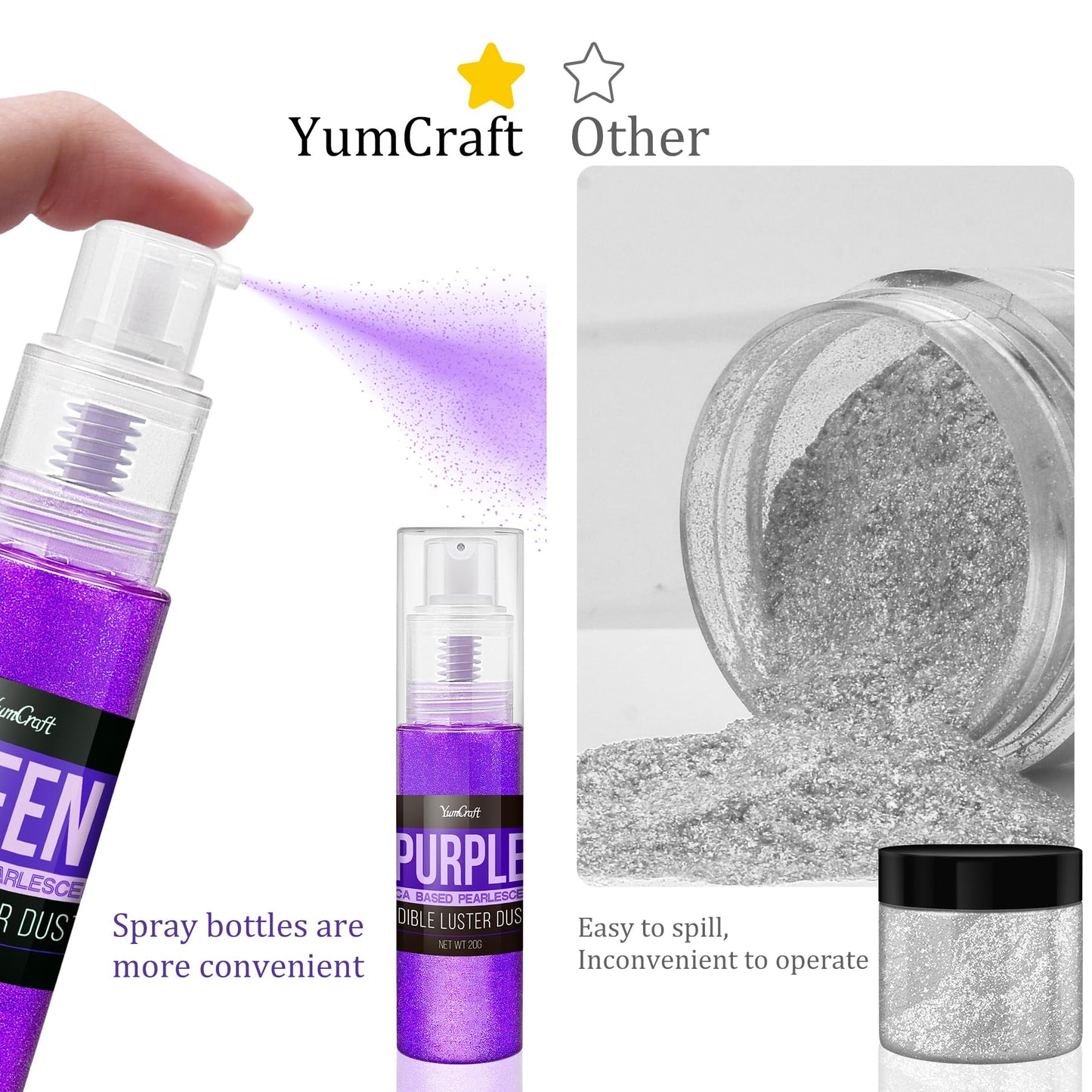 YumCraft Edible Glitter Spray - 20g Luster Dust for Cake Decorating, Green