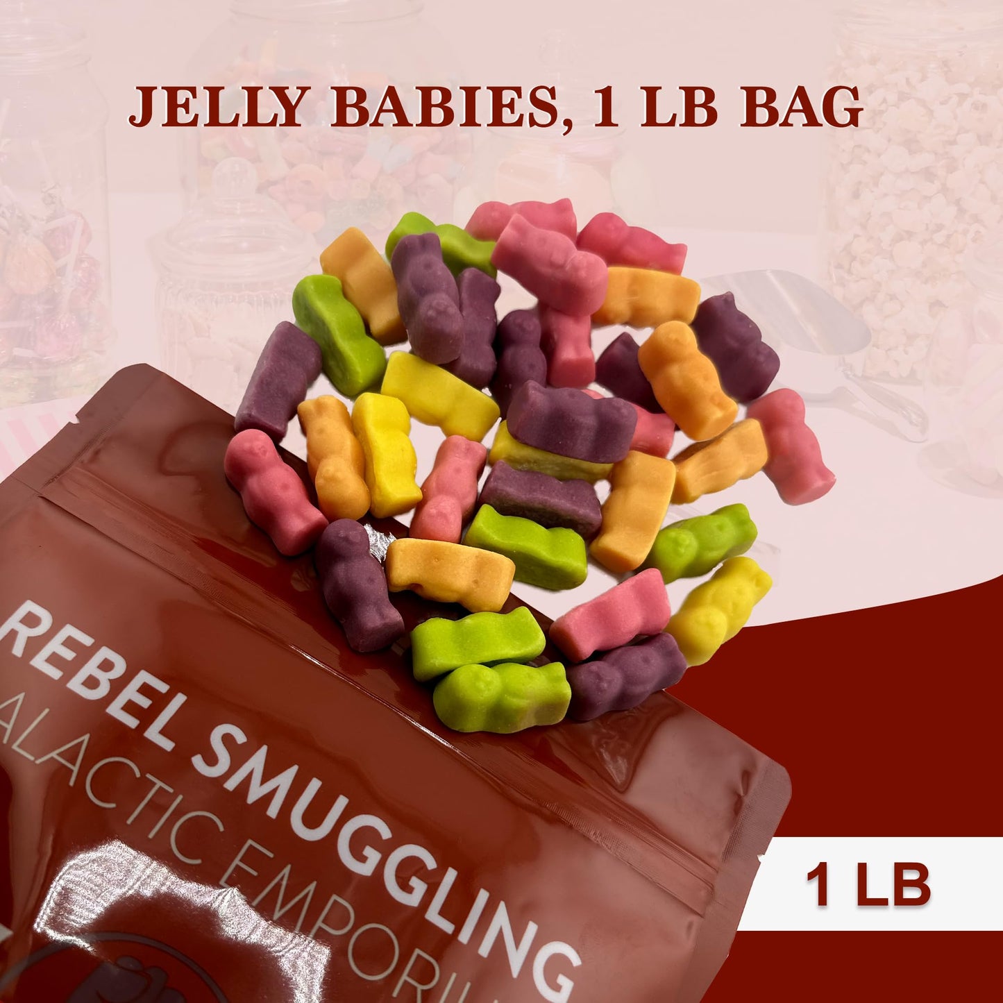 Rebel Smuggling Jelly Babies Candy Bulk 1LB Bag - British Candy, 8x10x2 inches