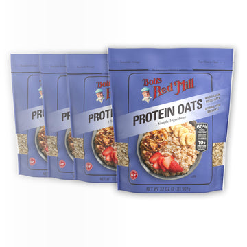 Bob s Red Mill Gluten Free Protein Oats, 32oz (Pack of 4) - 10g Protein/Serving, Non GMO, Whole Grain, Vegan, Kosher