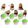 36 PCS Prairie Lion Cupcake Picks - Jungle Safari Animal Decor - Lion Cupcake Toppers - Baby Shower Birthday Party Cake Decorati