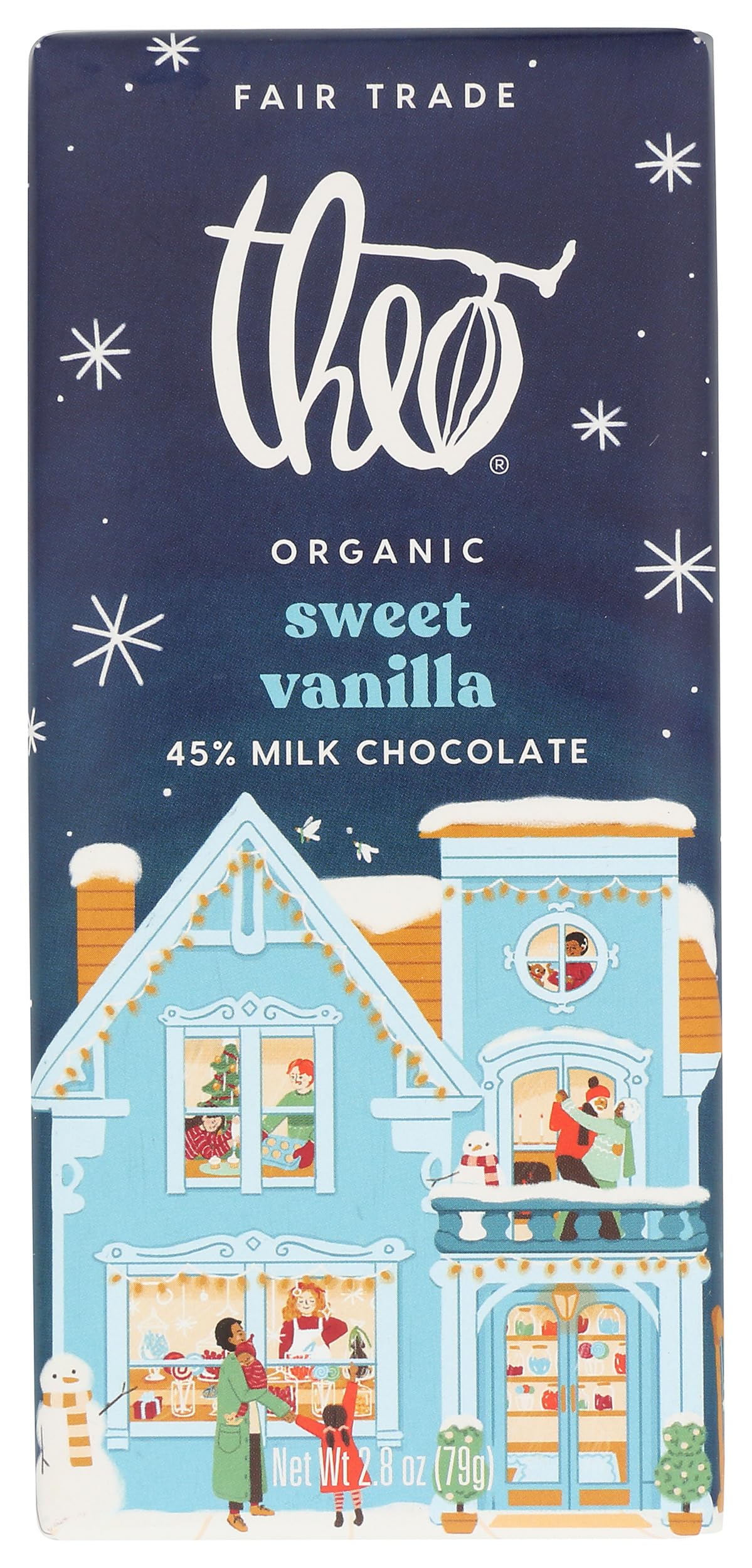 Theo Chocolate Organic Sweet Vanilla Milk Chocolate Bar, 2.8 OZ, White, Model 0874492006655