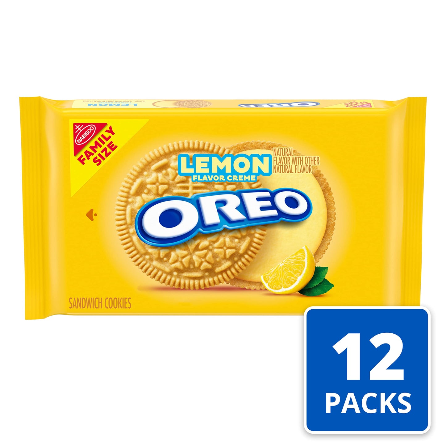 OREO Lemon Creme Sandwich Cookies, Family Size, 12 - 20 oz Packs