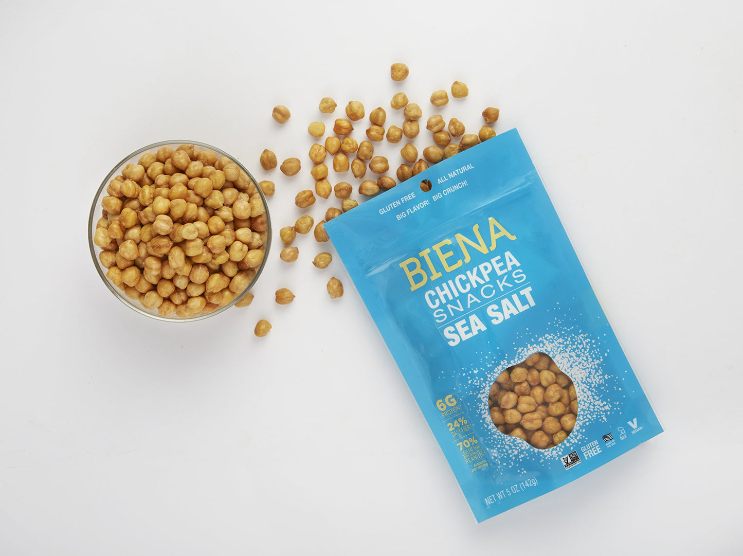 Biena Chickpea Snacks, Sea Salt | Gluten Free | Vegan | Dairy Free | Plant Based Protein (Single 5 Oz. Bag)