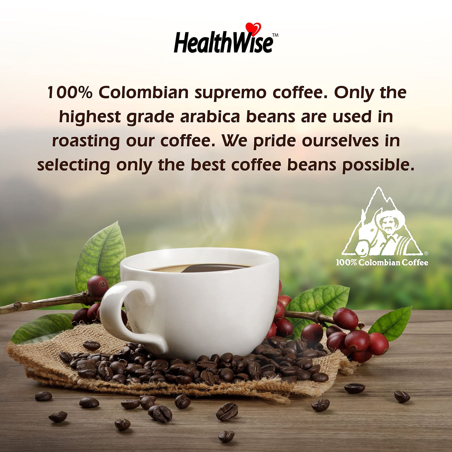 Healthwise Low Acid Coffee Ground Coffee, 100% Colombian - Medium Roast, Healthier Coffee For Sensitive Stomachs, 12-Ounce Cans (Pack Of 12)