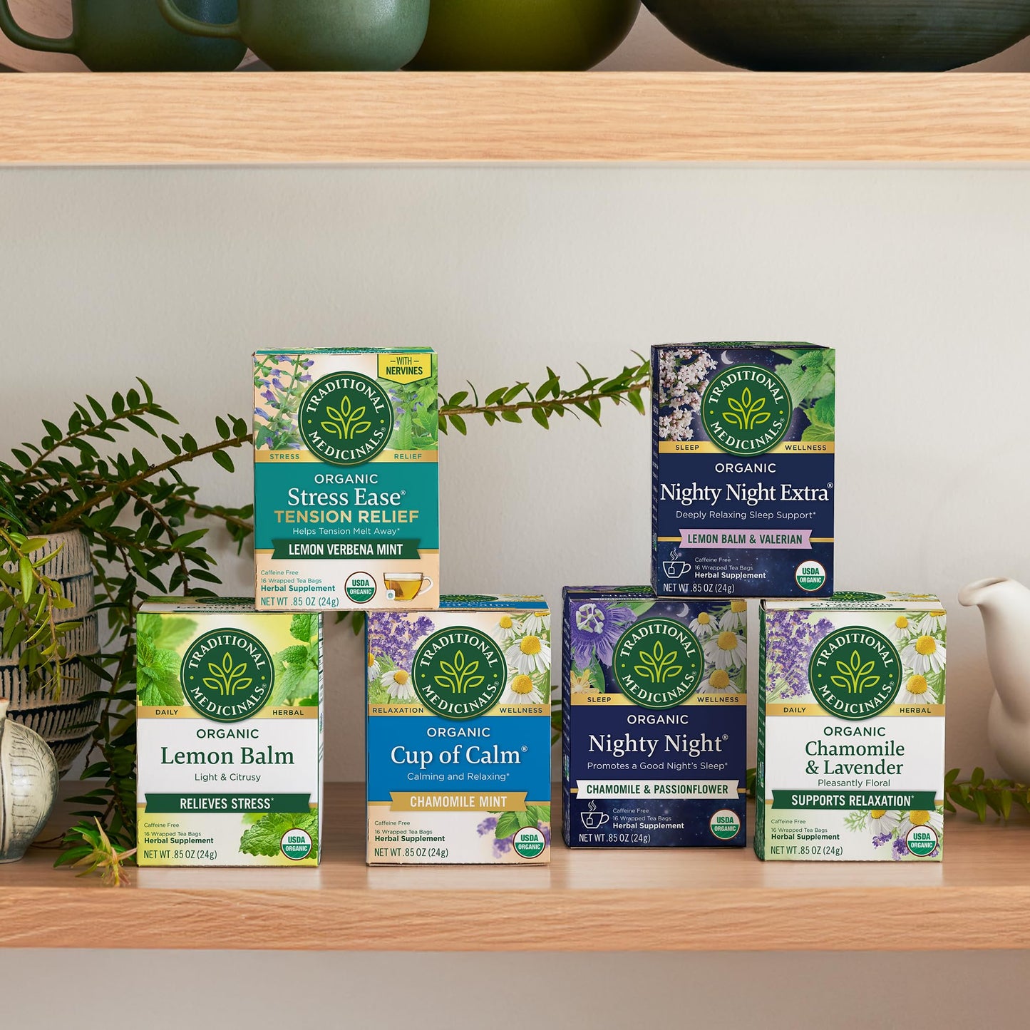 Traditional Medicinals Organic Relaxation & Sleep Herbal Tea Variety Pack, 96 Tea Bags, 16 Count (Pack of 6)