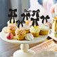 Cyodoos 24Pcs Black Bow Cupcake Toppers Bow Baby Shower Cake Decorations For Birthday Party Wedding Party Decorations