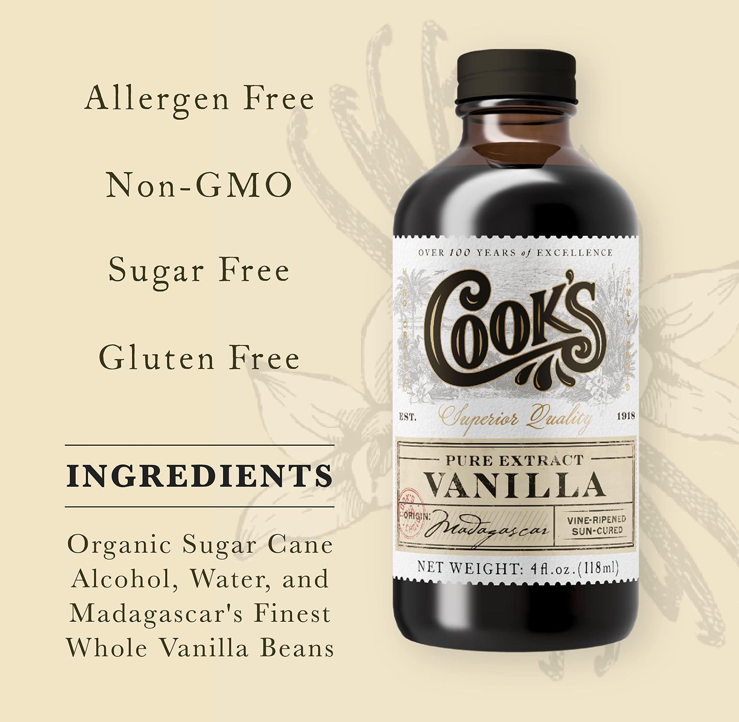 Cook'S, Choice Premium Quality Pure Vanilla Extract, 16 Oz