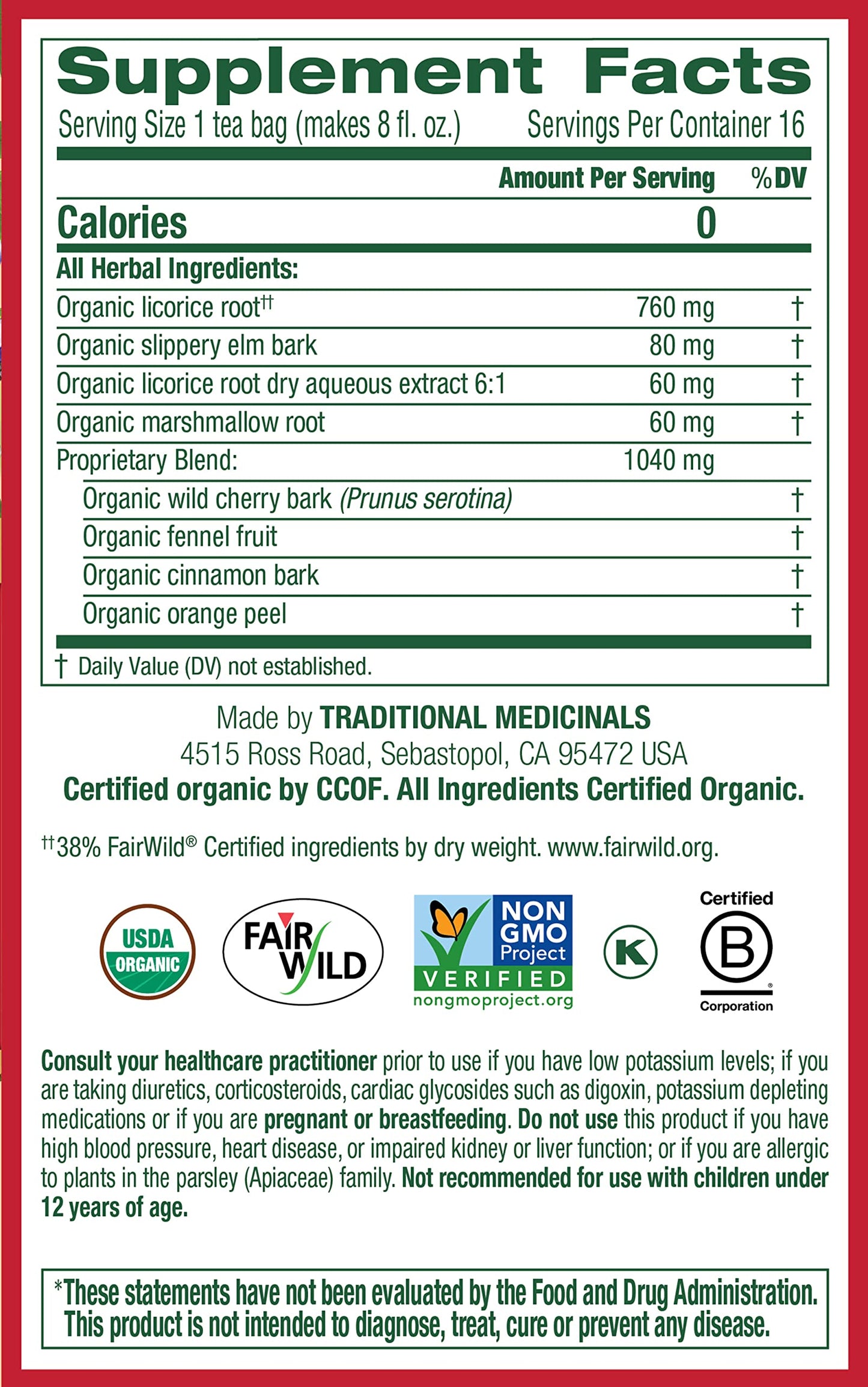 Traditional Medicinals Organic Throat Coat Herbal Tea, Supports Throat Health, (Pack Of 2) - 32 Tea Bags Total