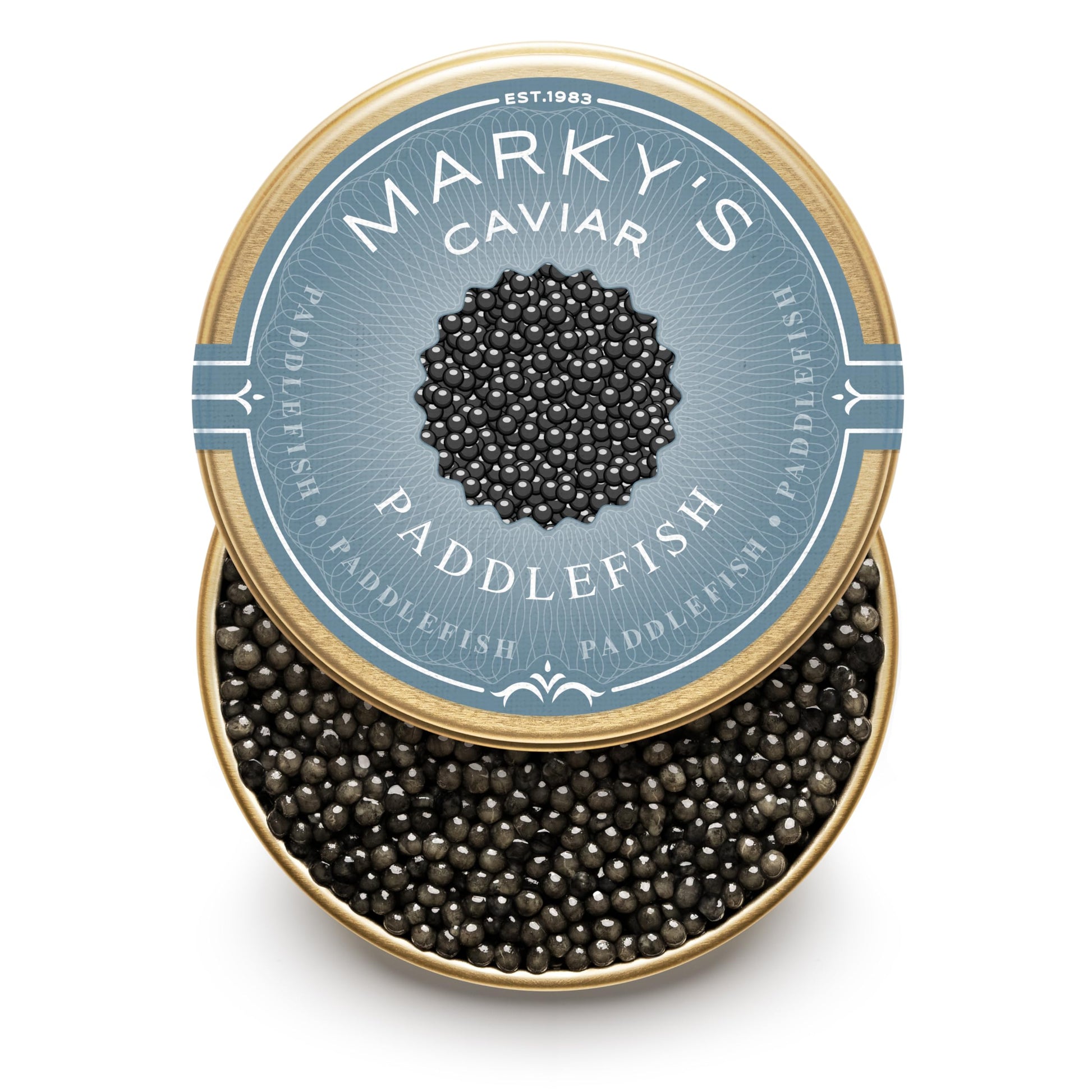 MARKY'S Paddlefish Black American Caviar - 2 oz / 56 g - Premium Malossol Black Roe - GUARANTEED OVERNIGHT