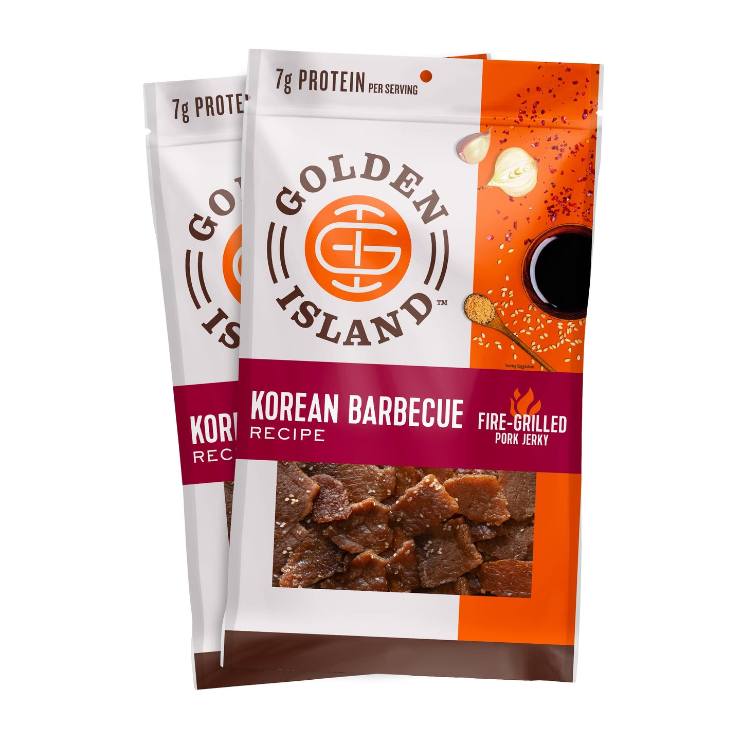 Golden Island Pork Jerky Korean Bbq Flavored, Specialty Meat Snack, Gluten Free With Korean Barbecue Seasoning, Bite Sized Sweet