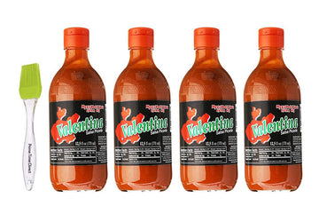 Valentina Black Label (Extra Hot) Hot Sauce 12.5 Oz. (Pack Of 4) Bundle With Primetime Direct Silicone Basting Brush In A Ptd Ba