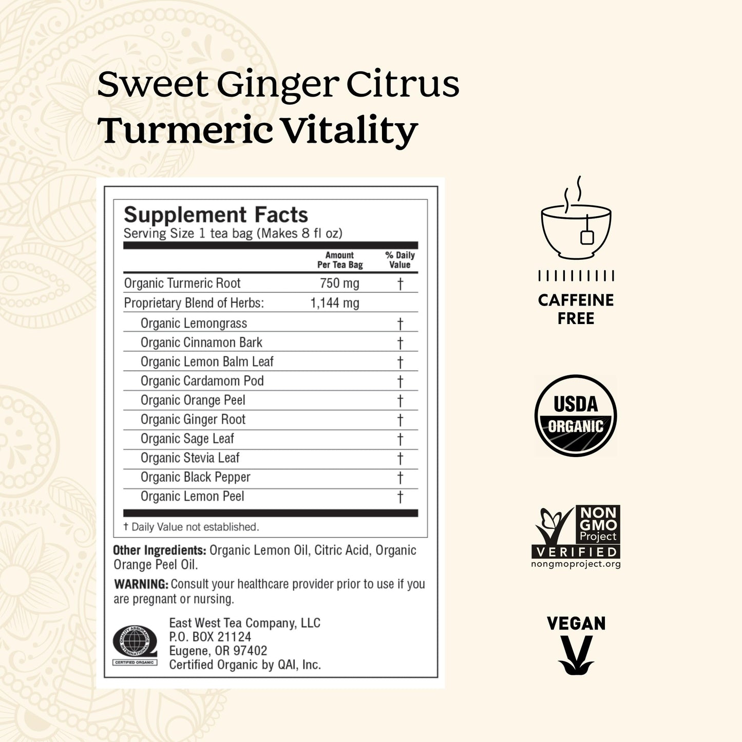 Yogi Tea Sweet Ginger Citrus Turmeric Vitality Tea - 16 Tea Bags Per Pack (4 Packs) - Organic Ginger Turmeric Tea - Supports Wel