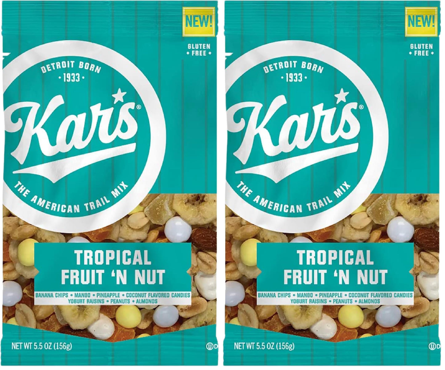 Kars Nuts Tropical Fruit N Nut Trail Mix, 28 oz Resealable Pouch (Pack of 2), Gluten-Free Snack Mix