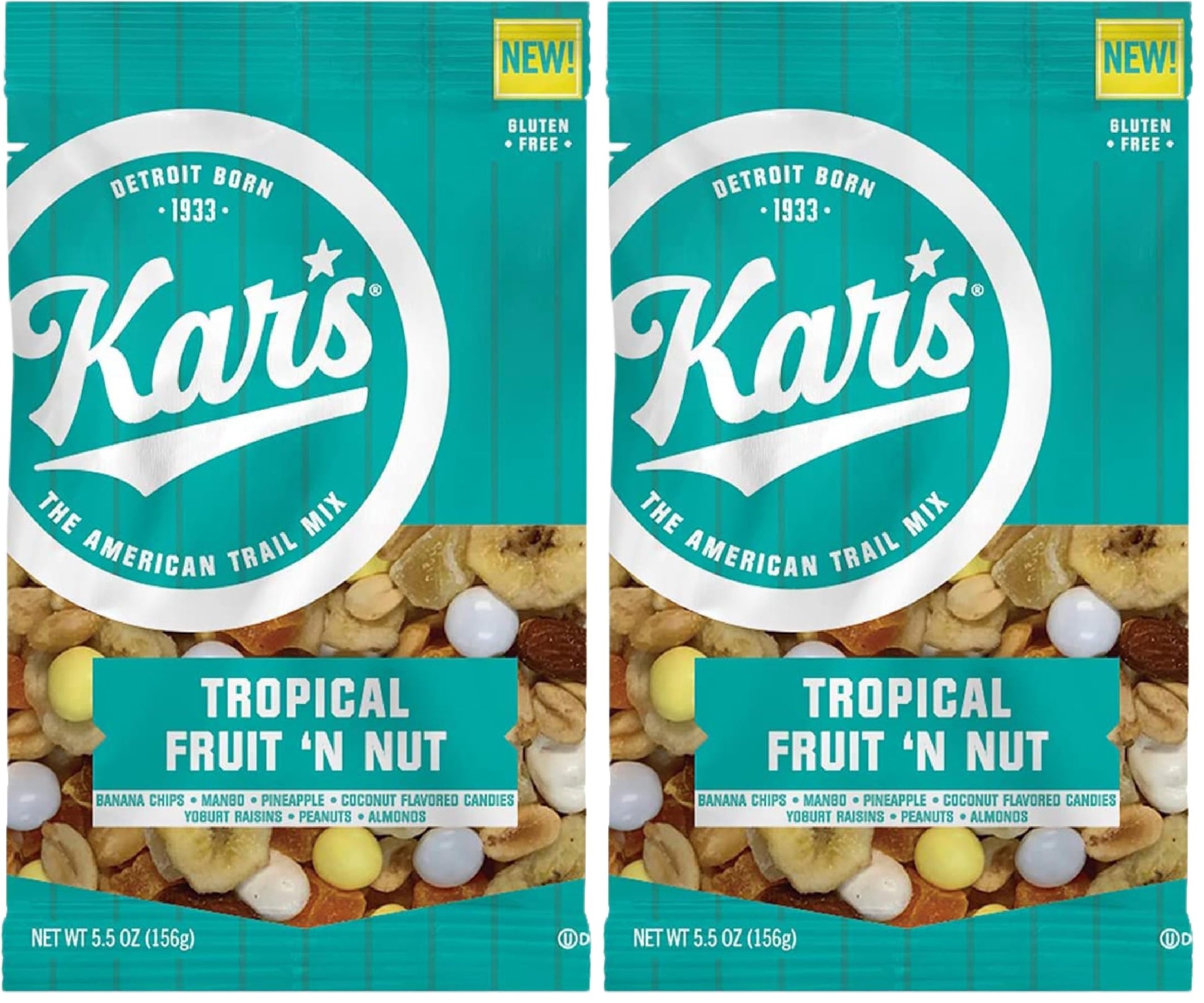 Kars Nuts Tropical Fruit N Nut Trail Mix, 28 oz Resealable Pouch (Pack of 2), Gluten-Free Snack Mix