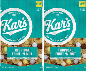 Kars Nuts Tropical Fruit N Nut Trail Mix, 28 oz Resealable Pouch (Pack of 2), Gluten-Free Snack Mix