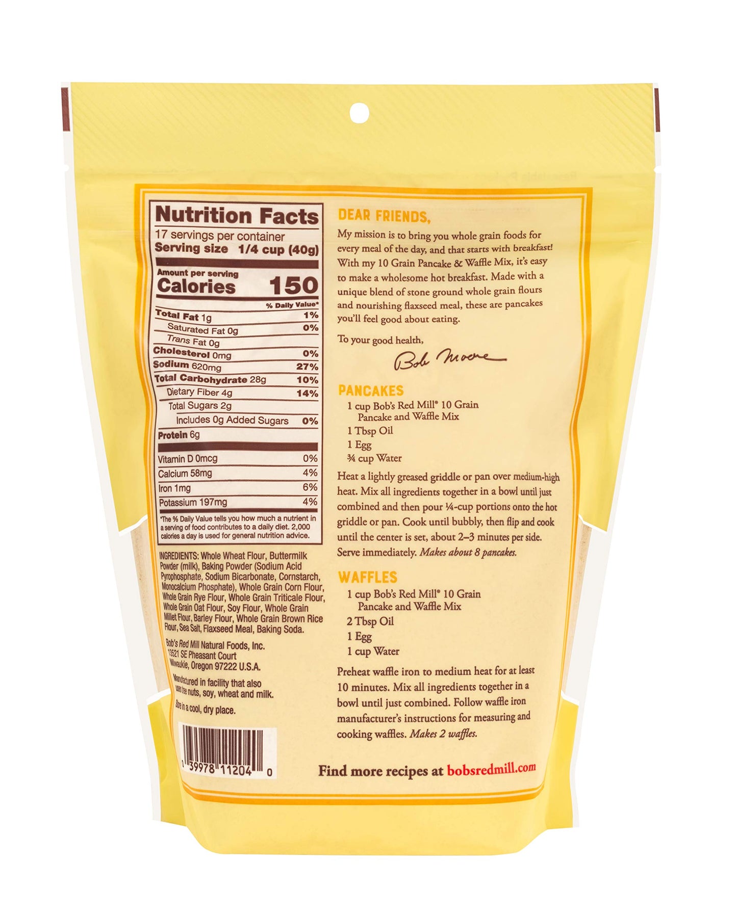 Bob'S Red Mill 10 Grain Pancake Mix, 24Oz (Pack Of 4) - Whole Grain, Kosher