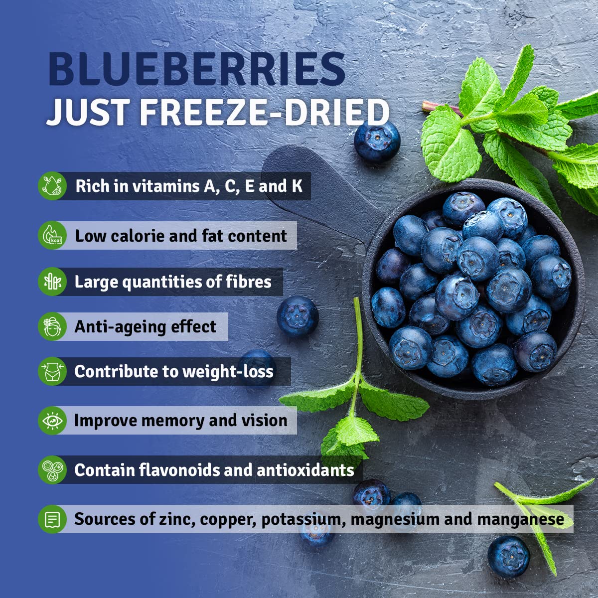 Ösel Berry Organic Dried Blueberries - 100% Unsweetened Wild Blue Berries | Handpicked Freeze Dried Blueberries - Organic & Fresh | Dry Whole Fruit Blueberry - Rich In Antioxidants & No Sugar Added