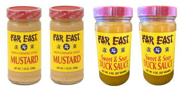 Hot Chinese Mustard and Chinese Duck Sauce Sets (2 Mustard, 2 Duck Sauce, 8 Chopsticks)