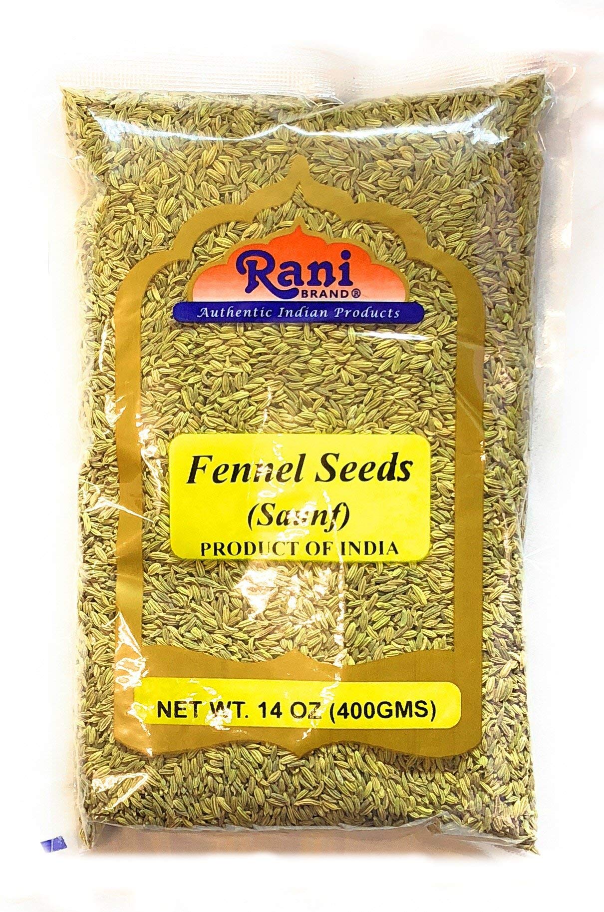 Rani Fennel Seeds (Saunf Sabut) Whole Spice 14Oz (400G) All Natural Gluten Friendly Non-Gmo Vegan Indian Origin