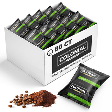 Colonial Coffee 80 Count Single Pot Coffee Packets - 100% Arabica Donut Shop Medium Roast | Pre-Measured Frac Packs for 12 Cup M