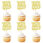 Keaziu 24 Pack Graduation Cupcake Toppers, Proud Gold Paper Picks for 2025 Graduation Theme Party Decorations
