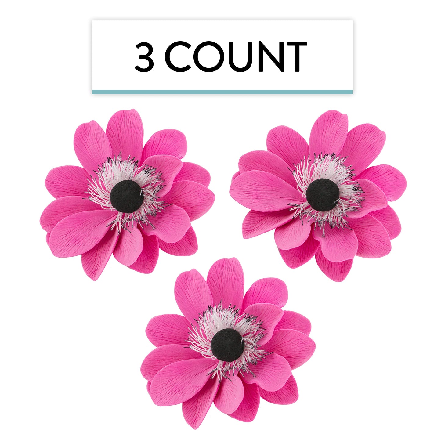 Global Sugar Art Double Anemone Sugar Cake Flowers Pink, 3 Count By Chef Alan Tetreault