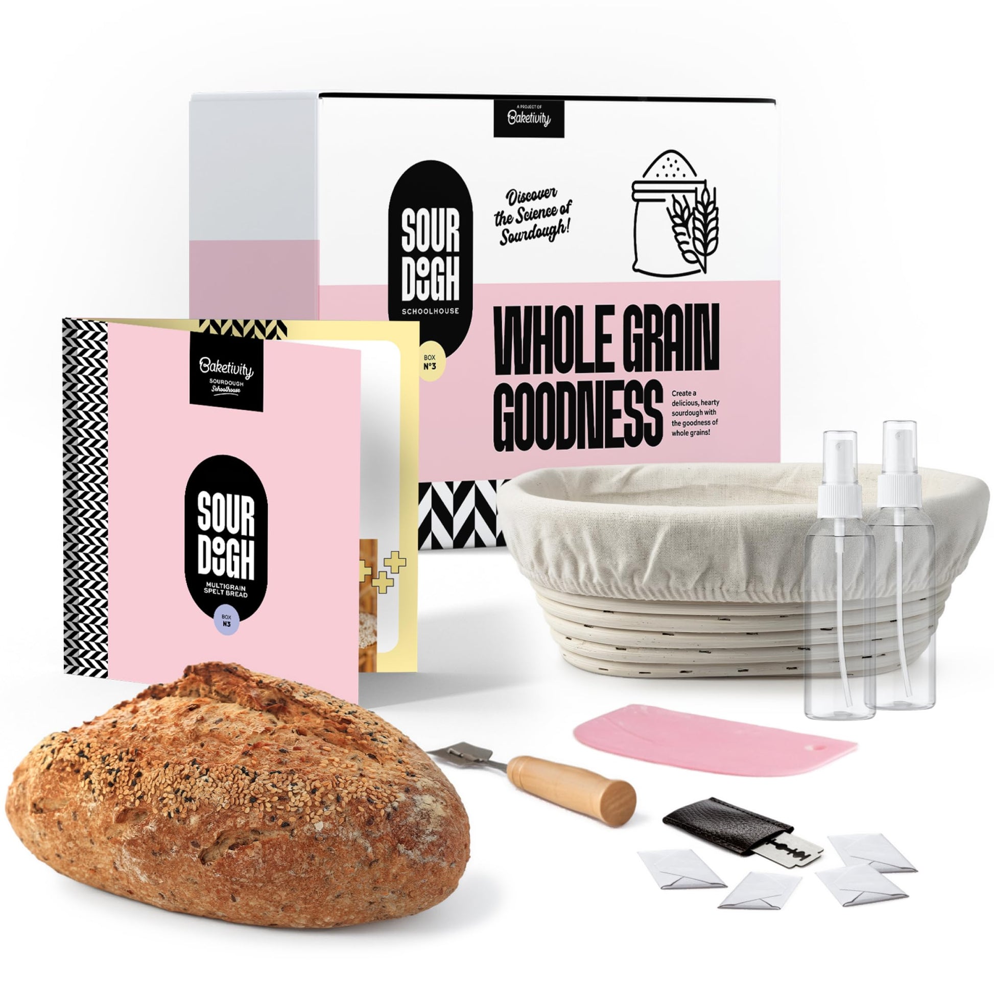 Baketivity Sourdough Multigrain Spelt Bread Kit - Kids & Family STEM Baking Kit with Whole Grains & Recipes, Educational DIY Bre
