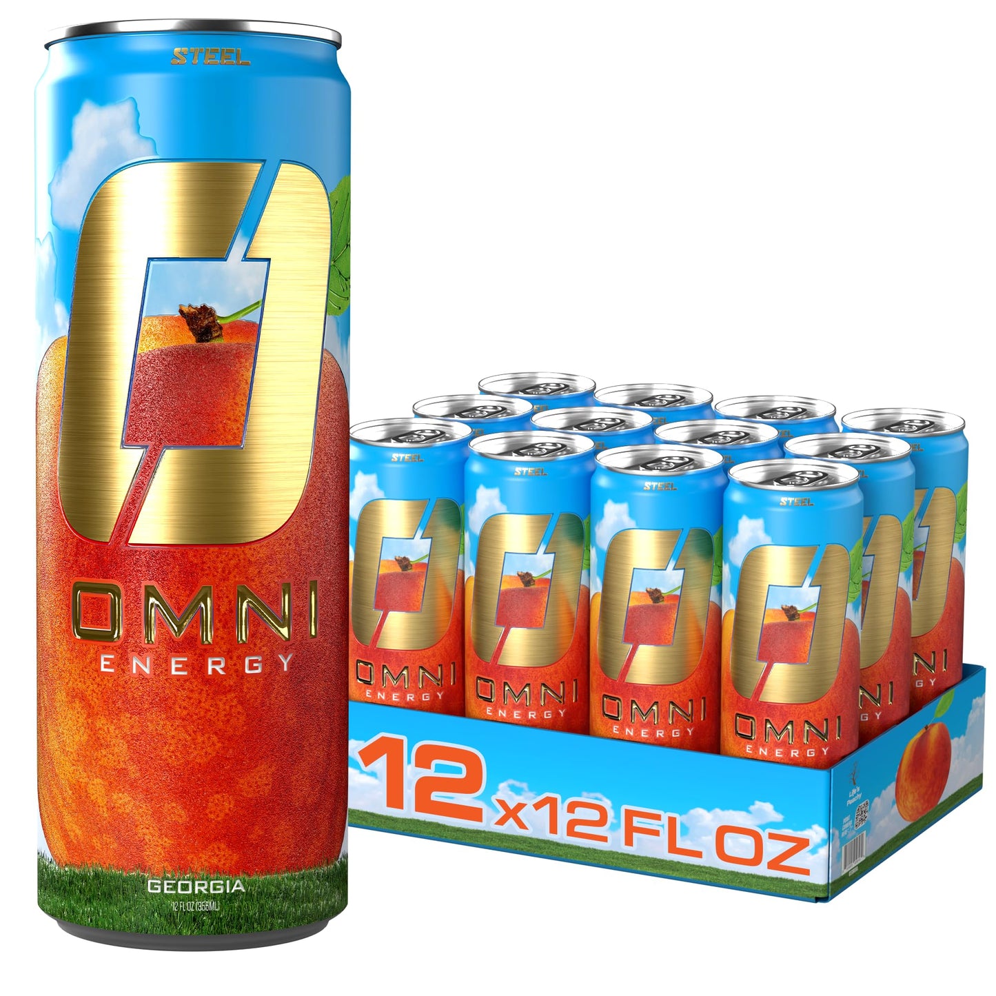 Omni Energy Drink Georgia12 Oz (Pack Of 12) | Contains 200Mg Clean Caffeine, B Vitamins | Sugar-Free, Low Calorie, Energy Drink For All-Day Vitality