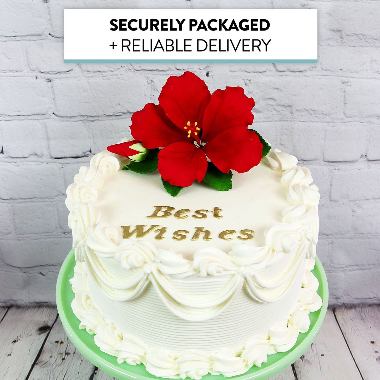 Global Sugar Art Hibiscus Sugar Cake Flowers Spray, Red Hawaiian Cake Flower Large, 1 Count By Chef Alan Tetreault