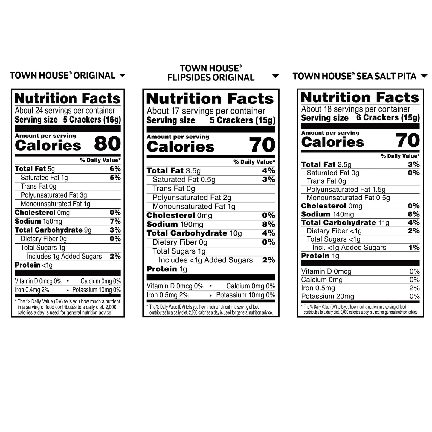Town House Crackers, 3-Flavor Variety Pack, 4 Boxes