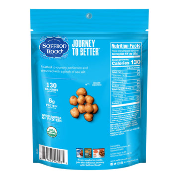 Saffron Road Organic Crunchy Chickpea Snacks-Gluten Free, Non-Gmo, Halal, Kosher, Vegan (Sea Salt, 6 Oz (4 Pack))