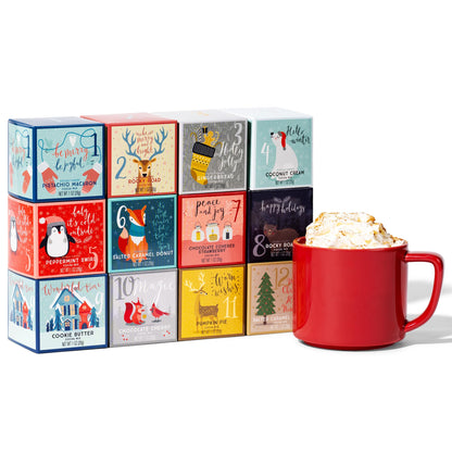 Thoughtfully Gourmet, 12 Days of Christmas Hot Chocolate Gift Set, Flavors Include Rocky Road, Cookies Butter, Pumpkin Pie & Mor