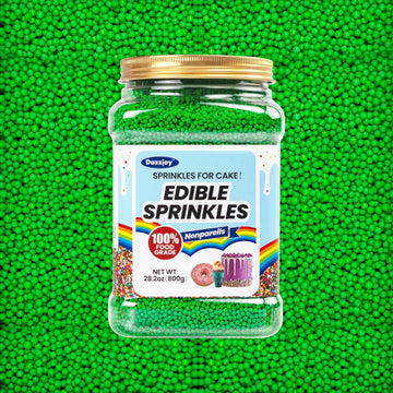 Edible Easter Green Nonpareils Sprinkles, Food Grade, Bulk 800g, Cake Toppers and Cake Decorations, Ice Cream, Wedding Party Val