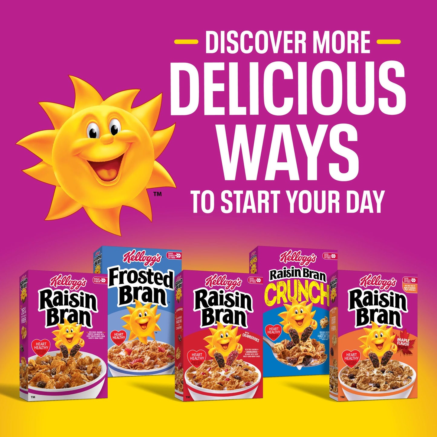 Kelloggs Raisin Bran Breakfast Cereal  High Fiber  28g Whole Grain  Family Size  22.1 oz