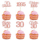 Rsstarxi Cupcake Toppers 24 Pack Rose Gold Paper Decorations for 30th Birthday and Wedding Anniversary Party