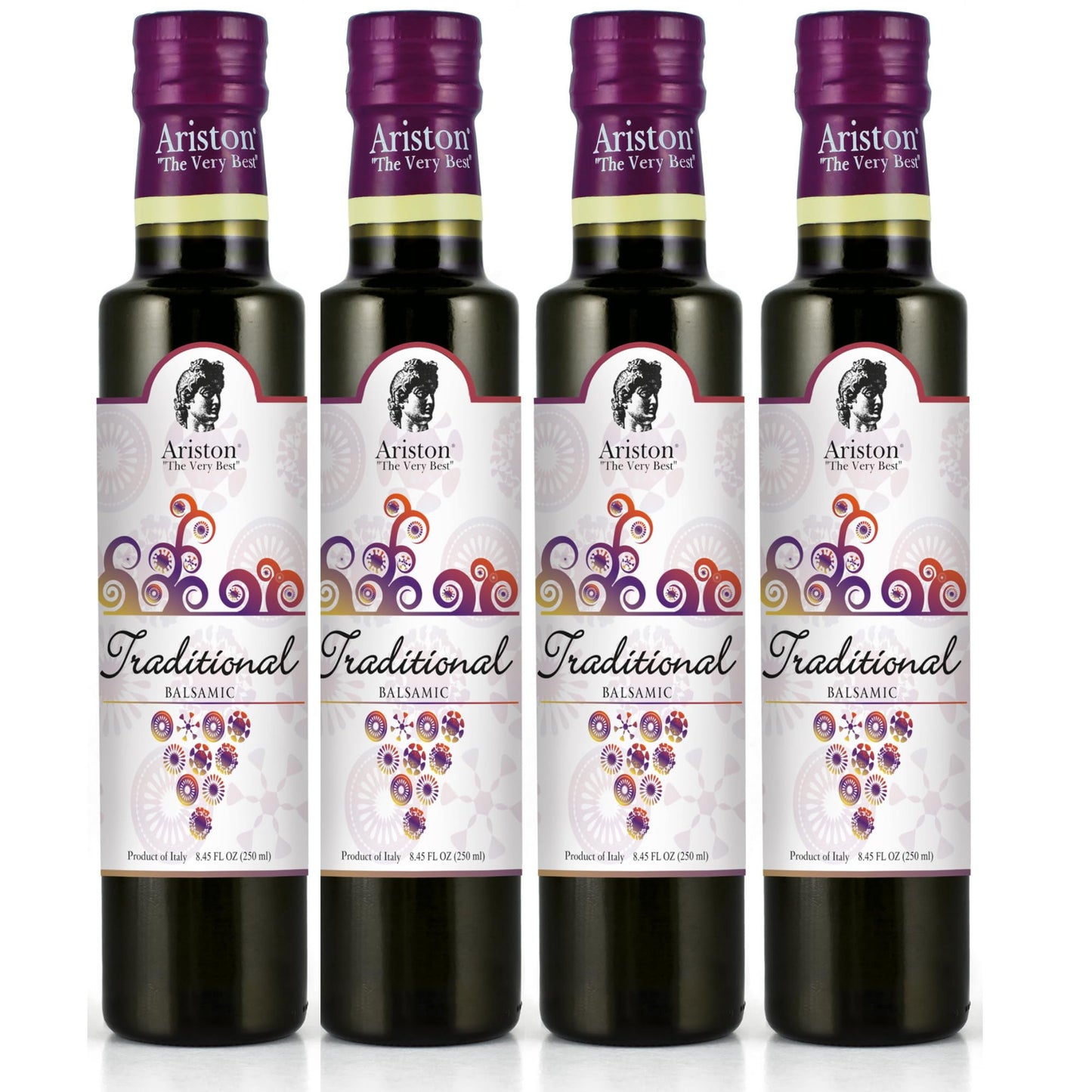 Ariston Balsamic Vinegar Set - 4 Bottles, Aged 250ml, Premium Quality, Sweet Taste, Product of Italy