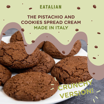 Eatalian By Amz Better Pistachio Cream With Sweet Crunchy Biscuit, 7 Oz/200 Gr, Delicious Spread With A Uniquely Sweet Taste, Id