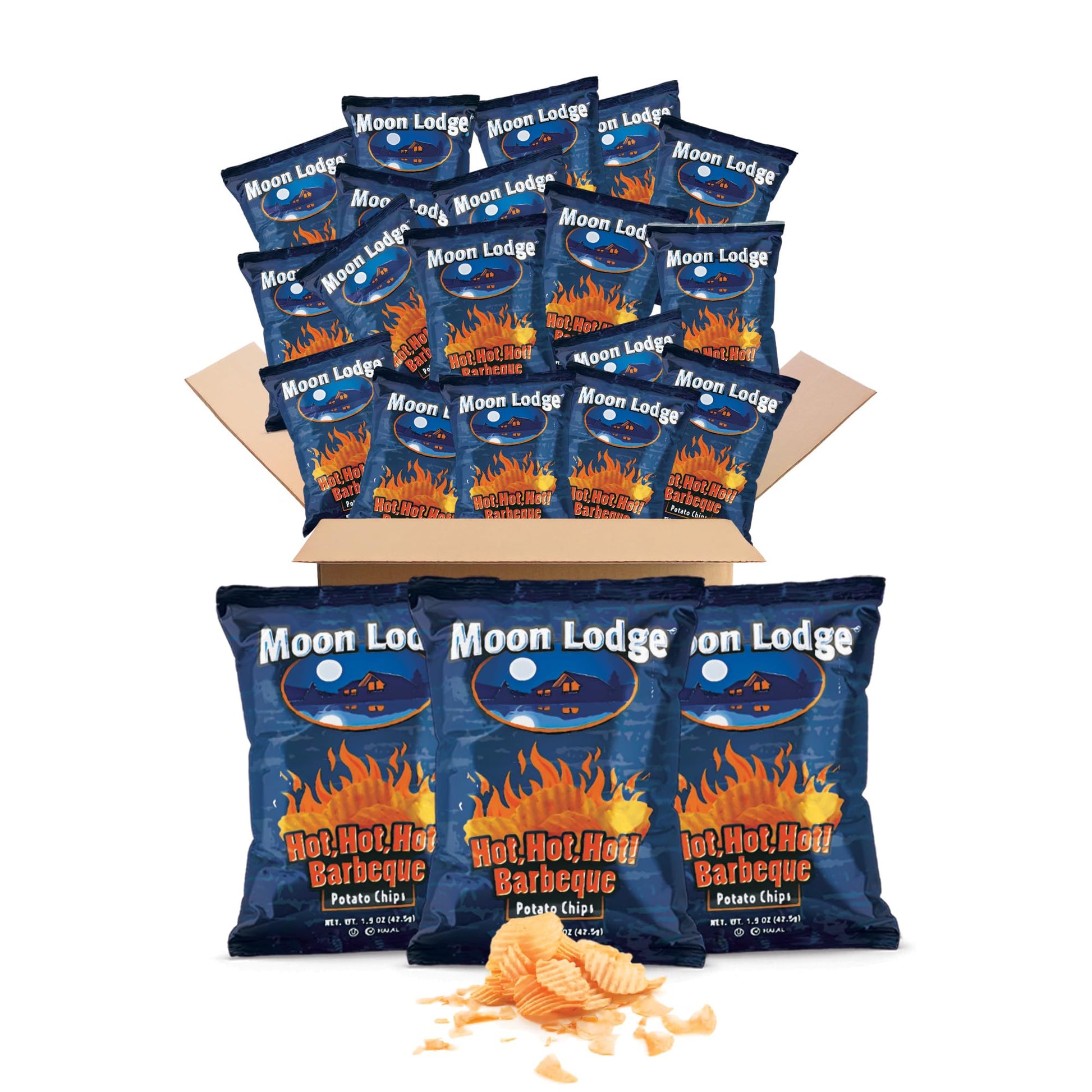 BraveGoods Hot Barbeque Potato Chips – Kosher & Halal Snacks, Pack of 21, 1.5 Oz Each, Perfect for Parties & Movie Nights