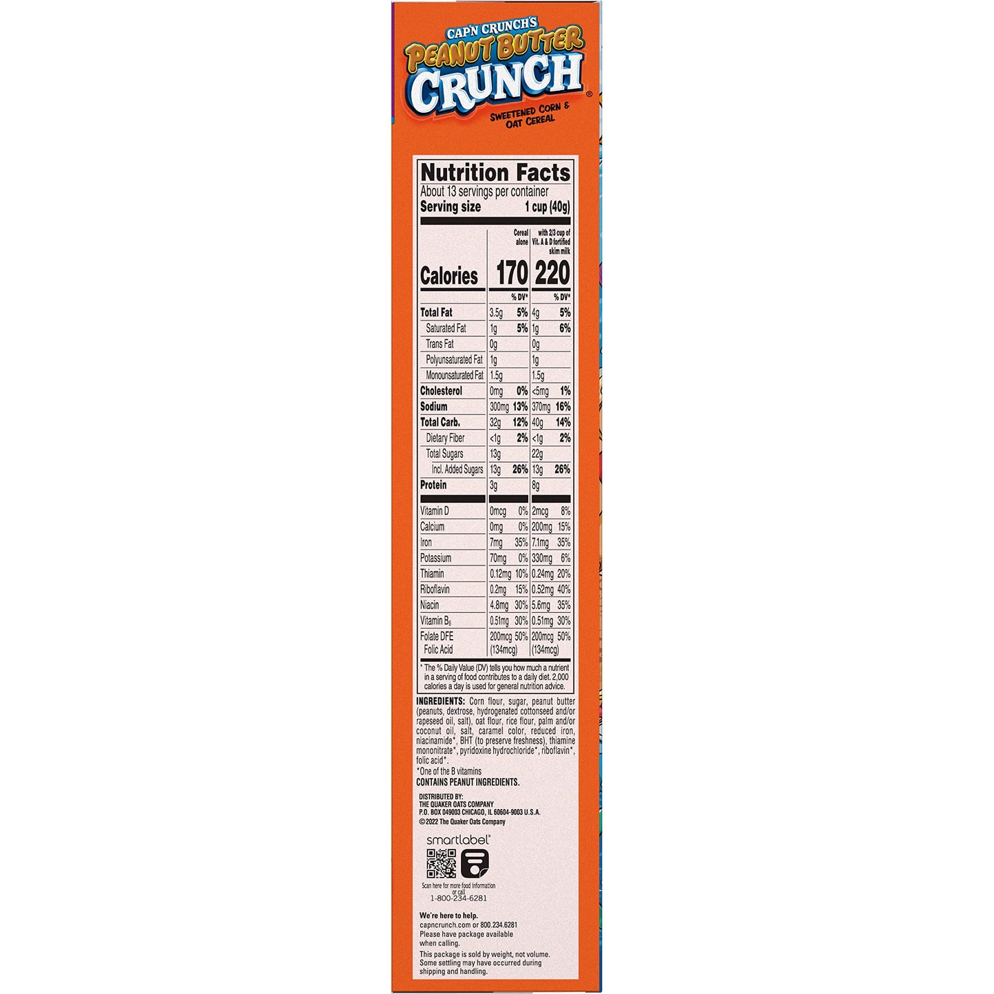 Capn Crunch Cereal, Peanut Butter, 18.8oz Box, Packaging May Vary (Pack of 2)