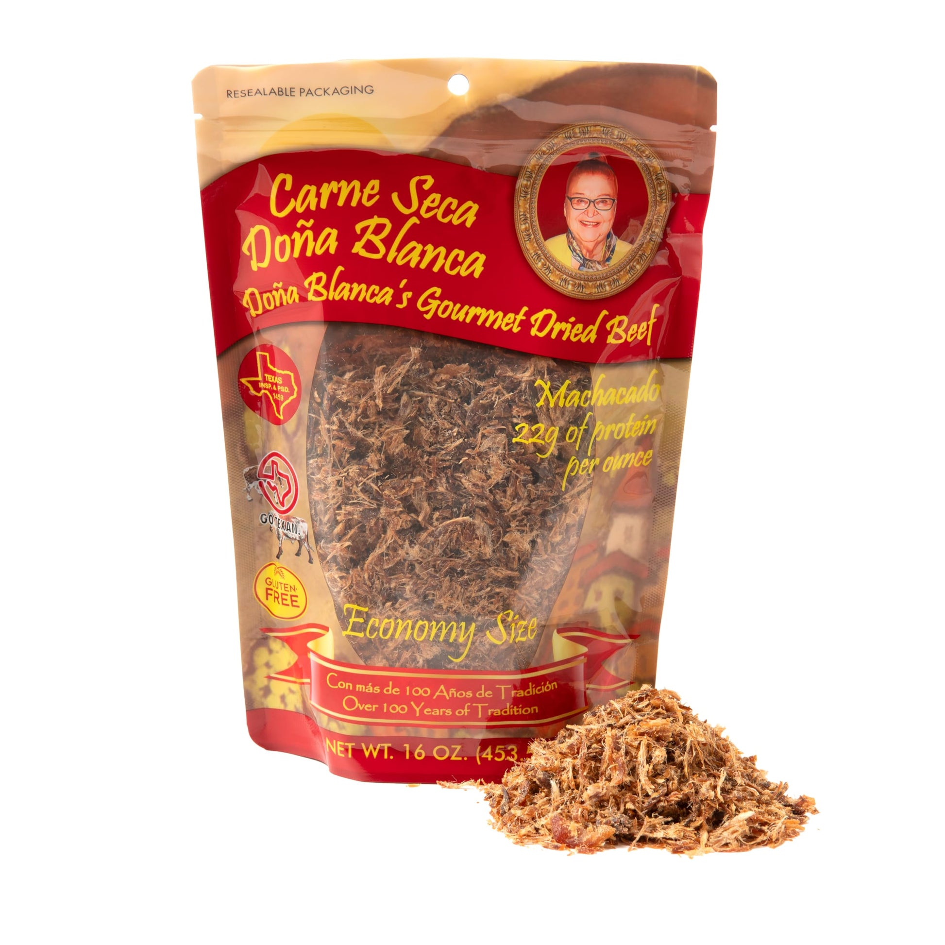 Carne Seca Doa Blanca 16 oz.- Carne Seca - Machacado - Machaca -Shredded Beef Jerky - Beef jerky chew - Kosher Sea Salt Low Sodi