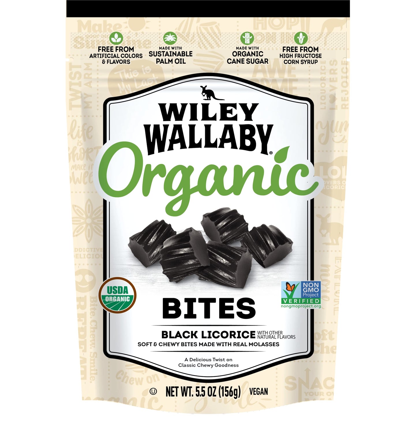 Wiley Wallaby Organic Black Licorice Bites, 5.5 Oz