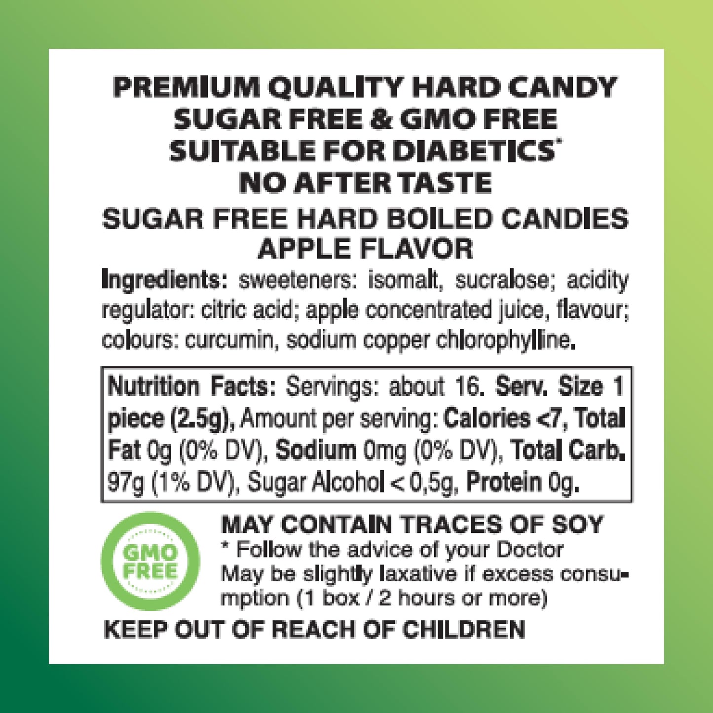 Swiss Imports Sugar Free Bonbons Hard Candy Drops, Apple, 1.4 Oz/40G Box, 9 Pack