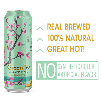 AriZona Green Tea with Ginseng & Honey, 22 Fl Oz Big Can, Pack of 12 - Refreshing Herbal Beverage, Perfect for On-the-Go Enjoyment