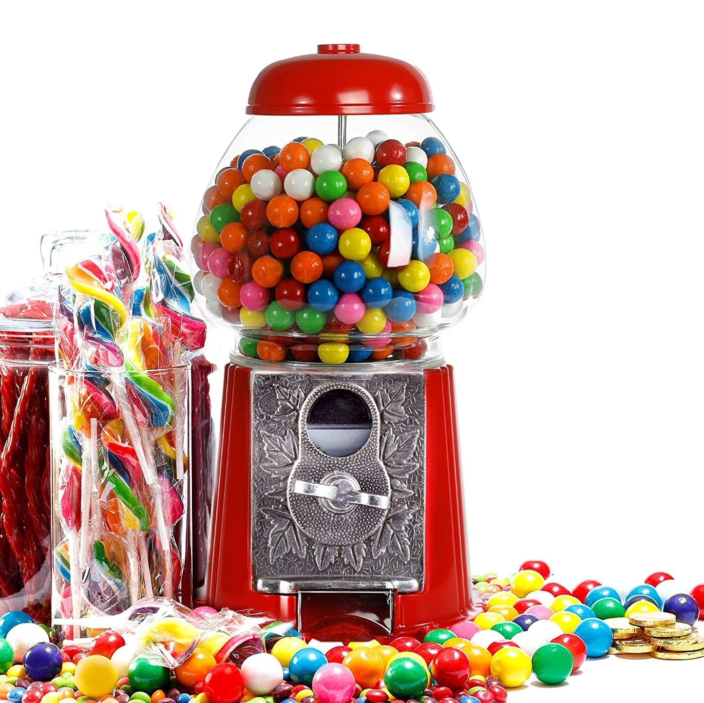 Refill Gumballs For Gumball Machine - Refill Bubble Gum 30 Oz - 6 Pack Of Double Bubble Gum Ball Candies - Christmas Holiday Gift Antique Style For Bubble Gum Machine -With Keychain - Playo
