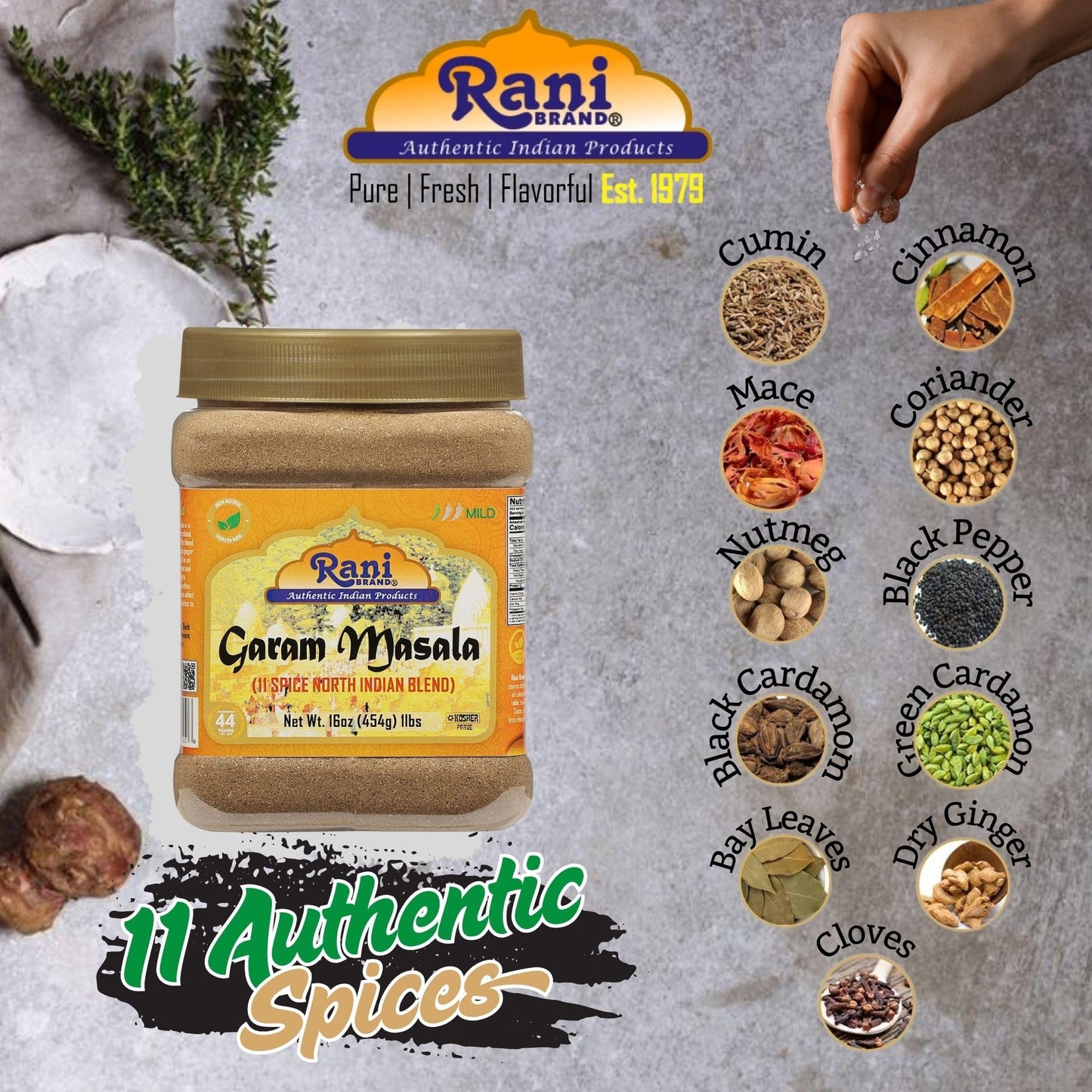 Rani Garam Masala Indian 11-Spice Blend 16oz (1lb) 454g PET Jar  Pack of 6 ~ All Natural  Salt-Free | Vegan | No Colors | Gluten Friendly | NON-GMO | Kosher | Indian Origin