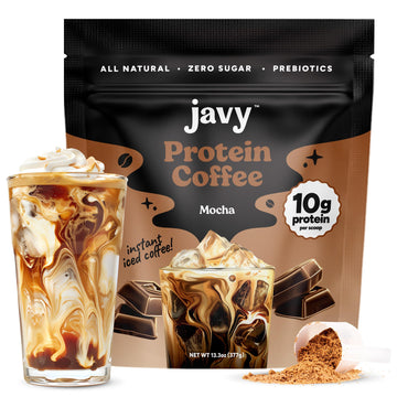Javy Mocha Protein Coffee - Premium Whey Protein & Instant Iced Coffee - 100% Arabica Coffee - Zero Artificial Flavors & Sweeten