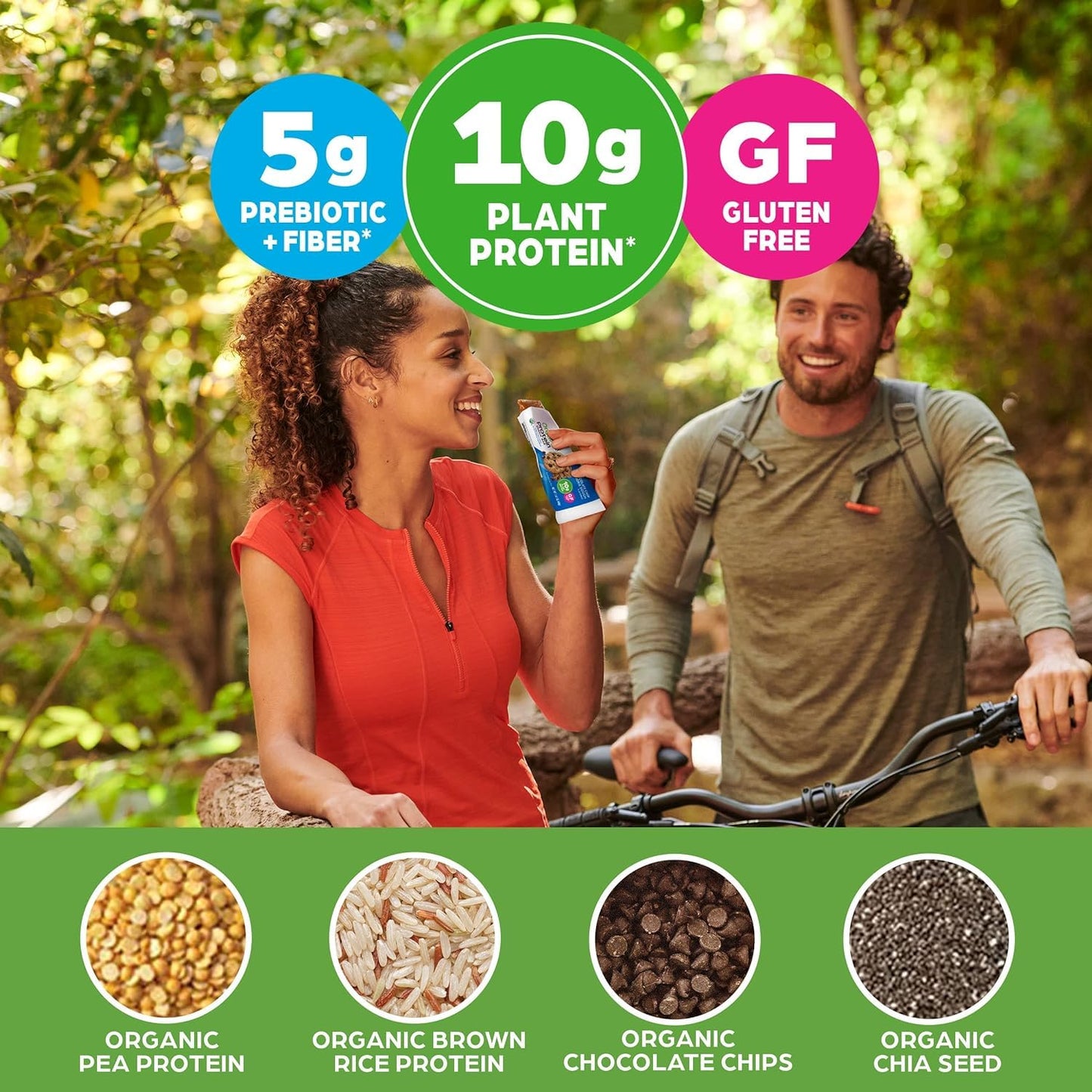 Orgain Organic Vegan Protein Bars, Chocolate Chip Cookie Dough - 10G Plant Based Protein, Low Calorie Healthy Snacks, No Lactose Or Soy Ingredients, Gluten Free, Non-Gmo - 1.41 Oz (Pack Of 12)