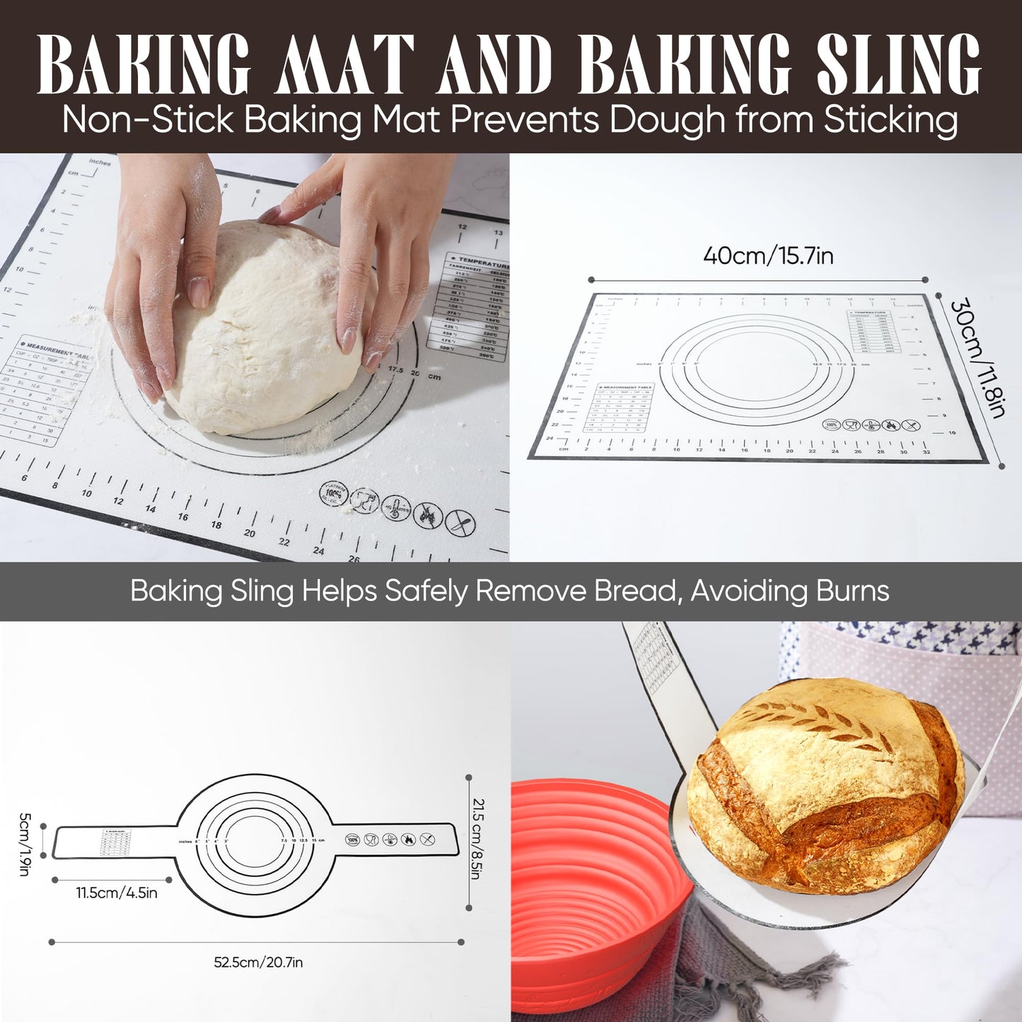 Sourdough Starter Kit With Jar - Complete Sourdough Bread Baking Supplies For Beginners, Includes 2 Silicone Proofing Baskets Ba